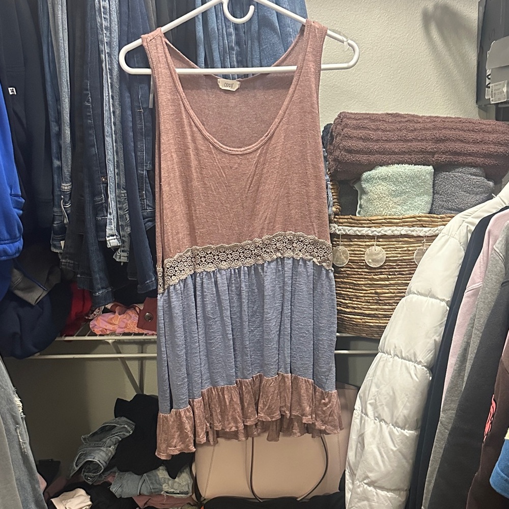 ODDY Pink and Blue Sleeveless Blouse